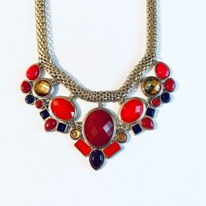 Charter Club Red, Purple, and Gold Statement Necklace